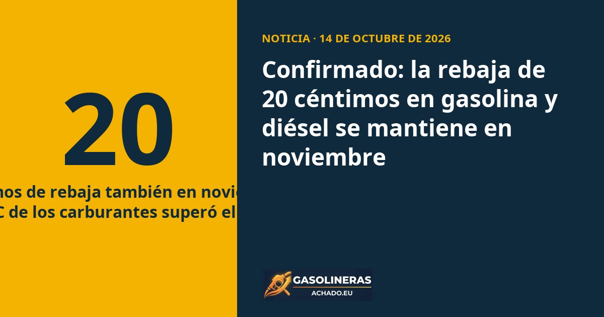 Confirmado: la rebaja de 20 céntimos en gasolina y diésel se mantiene en noviembre