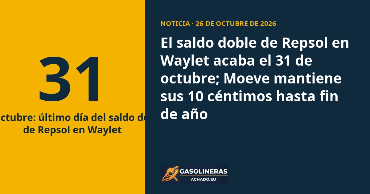 El saldo doble de Repsol en Waylet acaba el 31 de octubre; Moeve mantiene sus 10 céntimos hasta fin de año
